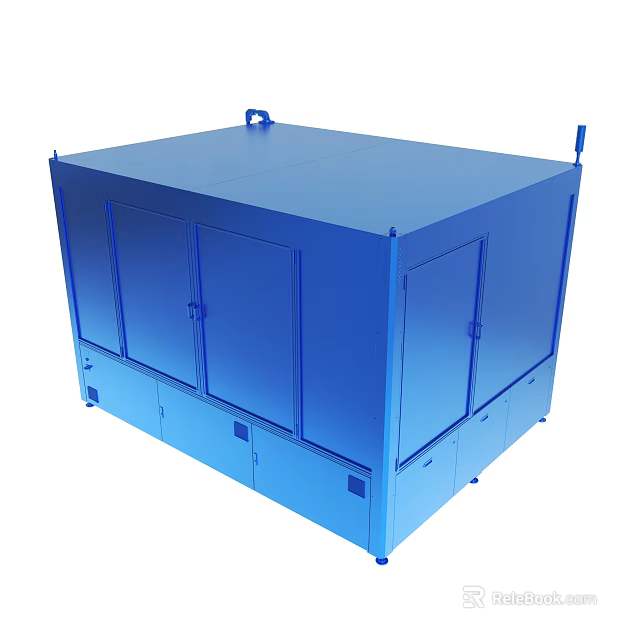Blue Industrial Storage Cabinet With Multiple Doors And Top Handle Design 3d model 