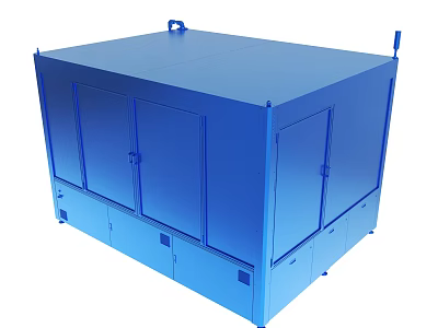Blue Industrial Storage Cabinet With Multiple Doors And Top Handle Design 3d model