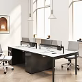Modern Public Office Area Interior With Office Desks Partition Screens And Ergonomic Chairs