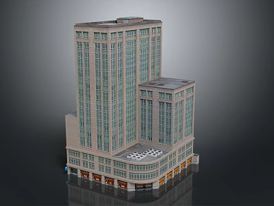 Modern Office Building Exterior Architecture With Glass Windows And Multiple Floors Design 3d model