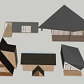Modern Wooden House Designs With Black Roofs Large Windows And Various Structures