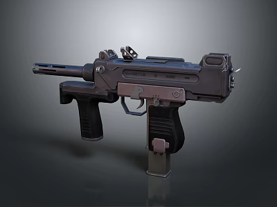 Tactical Black Brown Firearm Design With Dual Grips Top Sight Rail And Magazine 3d model