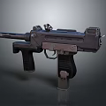 Tactical Black Brown Firearm Design With Dual Grips Top Sight Rail And Magazine