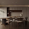 Modern Restaurant Interior Design With Open Kitchen Dining Table Chairs And Cabinets