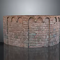 Circular Brick Wall With Historical Arched Design And Red Gray Bricks Texture 3d model