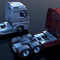 Red And Silver Commercial Vehicles With Modern Cab Design And Heavy Duty Build