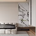 Modern Bedroom Interior Design With Large Bed Decorative Painting Bedside Tables And Area Rug