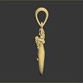 Golden Mermaid Shaped Jewelry Pendant with Intricate Tail and Detailed Head Design