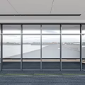 Floor to Ceiling Windows Enhance Modern Interior With Panoramic Water View and Carpeted Floor