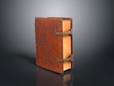 Vintage Brown Leather Storage Box With Metal Buckles And Classic Design 3d model