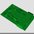 Durable Green Plastic Component With Multiple Slots Holes And Protrusions