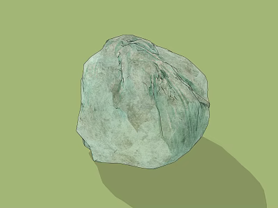 Unpolished Raw Stone With Natural Texture And Irregular Shape On Green Background 3d model