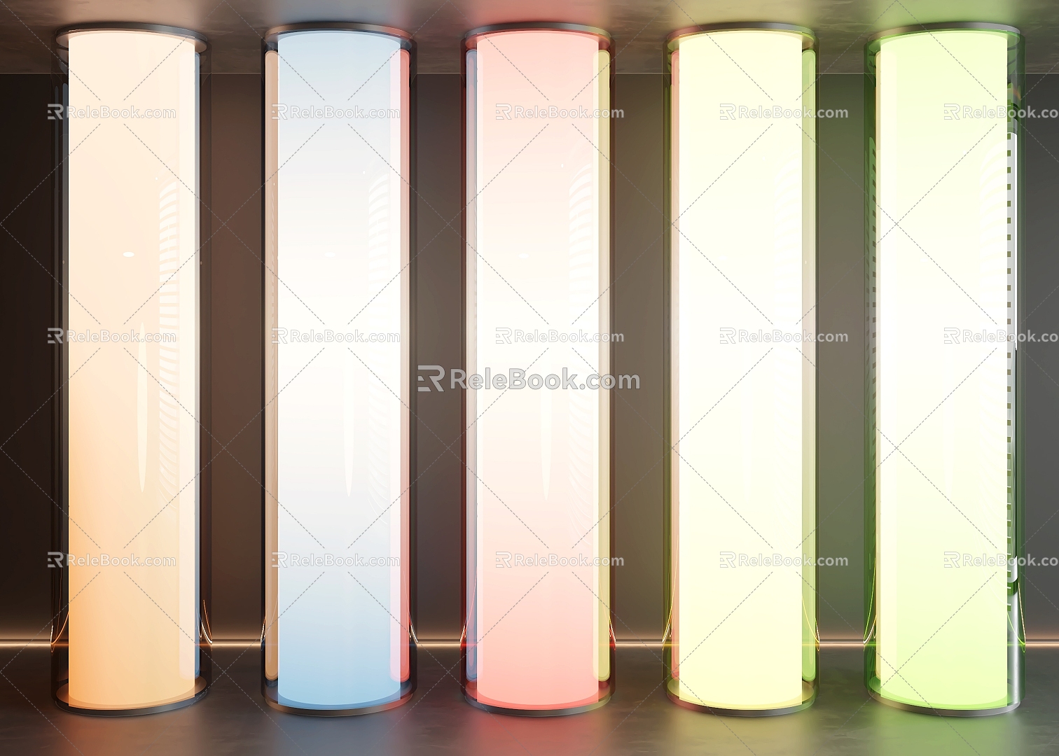 Columns Cylinder Glass Columns Glow Columns Neon Columns 3d model