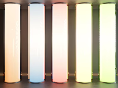 Modern Cylindrical Columns With Various Colors Arranged In A Row For Contemporary Interior 3d model