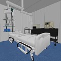 Medical Isolation Cabin Interior With Patient Bed And Medical Equipment