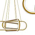 Modern Geometric Gold Chandelier With Illuminated Ring Structure In Contemporary Interior