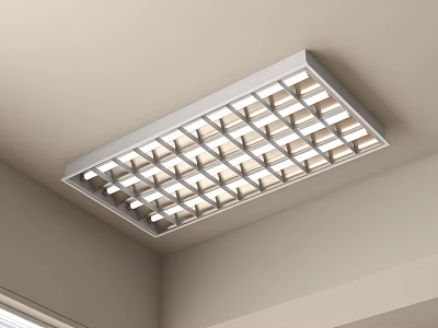 Modern Sleek White Grille Ceiling Light For Indoor Recessed Lighting Fixture 3d model