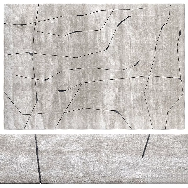 Light Gray Square Carpet With Abstract Black Lines For Modern Interior Design 3d model