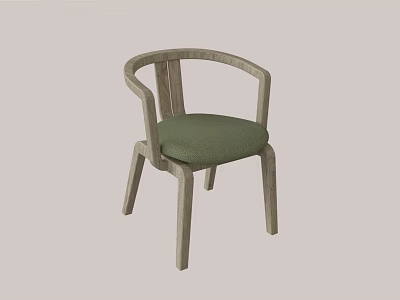 Wooden Children's Chair With Green Cushion Curved Backrest And Simple Design For Kids Room 3d model