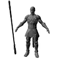 Game Movie Character With Detailed Metallic Armor And Polearm Weapon Standing Pose Design Details