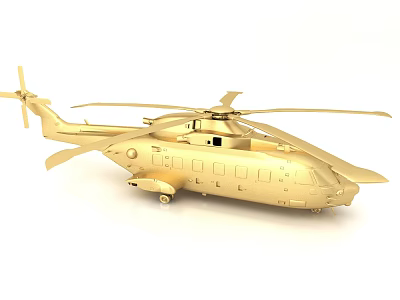 Stylish Decorative Ornament Set Featuring Golden Helicopter Model for Home Desktop 3d model