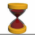 Yellow Base Hourglass With Transparent Glass And Red Sand As Household Item
