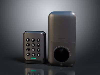 Smart Black Door Handle With Numeric Keypad And Modern Design Features 3d model