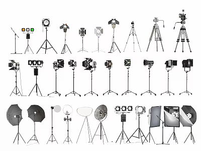 Professional Studio Lighting Combination With Tripods Softboxes Spotlights And Photography Equipment 3d model