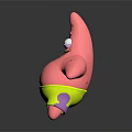 Patrick Star Cartoon Character Toy Figure With Pink Body Big Eyes And Yellow Shorts