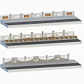 Decorative Railings Featuring Three Different Architectural Designs and Stone Bases 3d model
