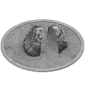 Natural Stone and Wooden Elements in Circular Setting with Textured Surfaces and Brick Edging