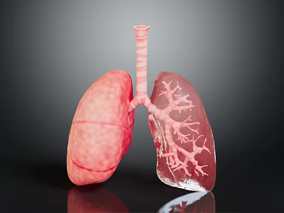 Detailed Human Lungs 3D Model Displaying Bronchial Tree And Respiratory System Structure 3d model