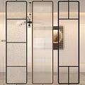 Middle Ancient French Style Glass Partition Entrance Partition Screen Partition Changhong Glass Partition Frosted Glass Ice Crushed Glass 3d model