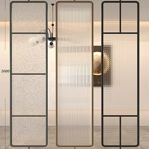 Middle Ancient French Style Glass Partition Entrance Partition Screen Partition Changhong Glass Partition Frosted Glass Ice Crushed Glass 3d model