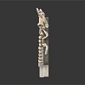 Classical Shield Shaped Sculpture Carving with Intricate Ornate Designs and Circular Base Decoration