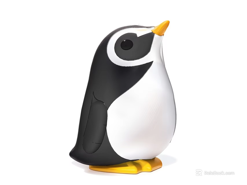 Cute Black And White Penguin Doll With Yellow Beak And Yellow Feet 3d model 