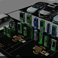 Electric Vehicle Charging Stations With Various Designs In Parking Lot With White EVs And Markings