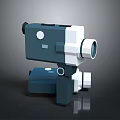Vintage Blue And White Projector Equipment With Classic Lens And Body Design