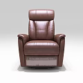 Brown Leather Reclining Single Sofa Modern Design with Adjustable Backrest and Comfort 3d model