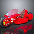 Red Motorcycle Featuring Shiny Surface Transparent Windshield Brown Seat and Wheel Stickers