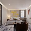 Modern Hotel Guest Room Interior With Wooden Elements Sofa TV Rug And Decorative Plants