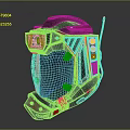 Black And Red Professional Protective Helmet With Transparent Face Shield Ventilation Vents And Sensor Antenna