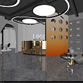 Elegant Modern Hair Salon Interior With White Pillars Round Mirrors And Styling Chairs