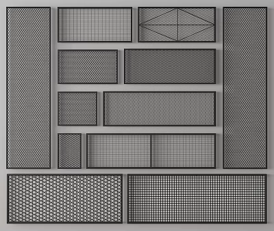 Hardware Tools Featuring Various Metal Mesh Sheets And Perforated Panels With Multiple Patterns 3d model