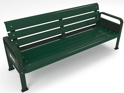 Sturdy Green Metal Public Bench With Armrests For Outdoor Areas 3d model Sturdy Green Metal Public Bench With Armrests For Outdoor Areas 3d model