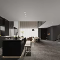 Modern Living and Dining Room Interior with Open Concept Sofa Coffee Table and Staircase