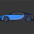 Blue Bugatti Sports Car With Sleek Aerodynamic Design And Shiny Wheels