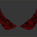 Red Cracked 3D Rendered Wing Shaped Decorations With Gray Background And Reflection 3d model