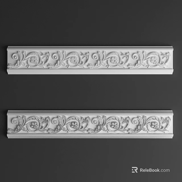 Elegant Gypsum Molding with Ornate Carved Patterns for Interior Wall Decoration 3d model 
