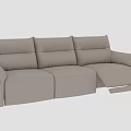Stylish Beige Leather Three Seater Sofa With Recliner Function And Modern Design